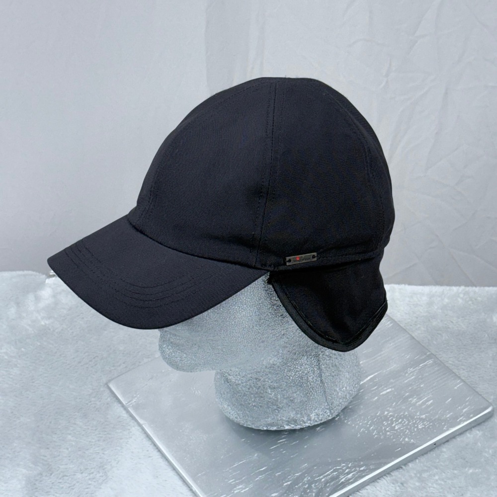 Wigens Martin Rain Cap Men 59 Black Water Repellant Lined Ear Flaps Baseball Hat
